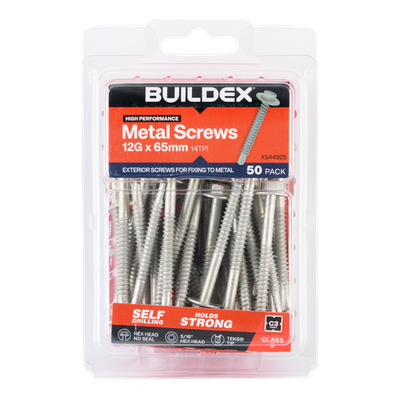 Buildex 12G x 65mm Class 3 Cladding & Fencing TEKS® Screws - 50 pieces