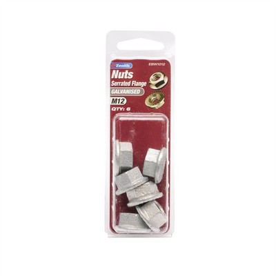 Zenith M12 Galvanised Serrated Flange Nut - 6 pieces