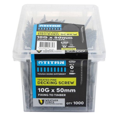 Titan 10G x 50mm Weather Force Treated Pine Decking Screw - Pack of 1000