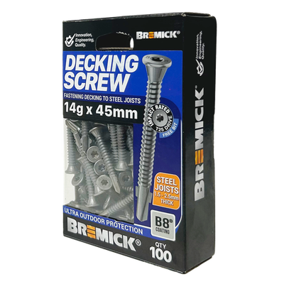 Bremick Decking Screw 14g x 45mm WING TRUSS T25 B8 - 100 pieces