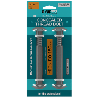 VUEPRO 110-150mm M12 Concealed Thread Bolt - 2 pieces