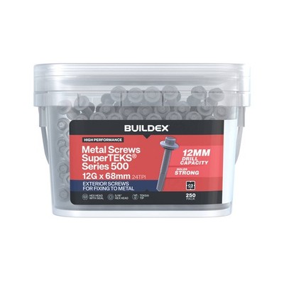 Buildex 12G x 68mm Class 3 Galvanised SuperTEKS® Series Screws with Seal - 250 P