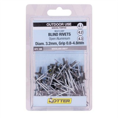 Otter Woodland Grey® 3.2 x 0.8-4.8mm Multi-Grip Open Aluminium Blind Rivet - 100