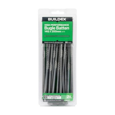 Buildex® 14G x 200mm Class 4 Bugle Batten Screws - 25 pieces
