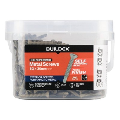 Buildex 8G x 30mm Class 3 Sheet Metal Screws - 500 pieces