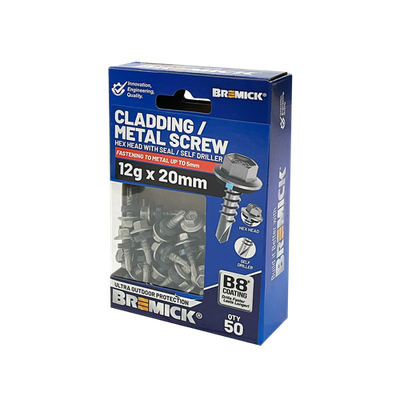 Bremick 12g x 20mm B8 Metal Hex Screw - 50 pieces