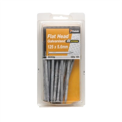Paslode 125 x 5.6mm 500g Galvanised Flat Head Nails - 19 pieces