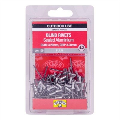 Otter 3.2 x 3.2mm Sealed Aluminium Rivets - 100 pieces