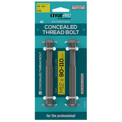 VUEPRO M12 90-110mm Heavy Duty Concealed Thread Bolt - 2 pieces