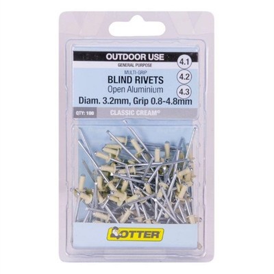 Otter Classic Cream® 3.2 x 0.8-4.8mm Multi-Grip Open Aluminium - 100 pieces