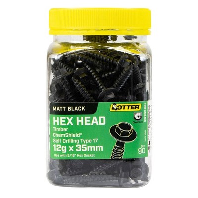Otter 12g x 35mm Timber Hex Head ChemShield Screws - 90 pieces