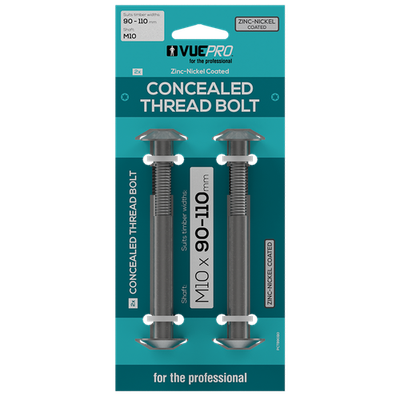 VUEPRO 90-110mm M10 Concealed Thread Bolt - 2 pieces