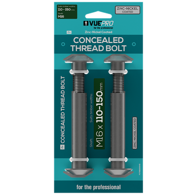 VUEPRO 110-150mm M16 Concealed Thread Bolt - 2 pieces