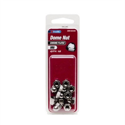 Zenith M6 Chrome Plated Steel Dome Nuts 2 pcs