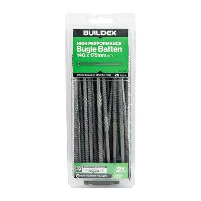 Buildex® 14G x 175mm Class 4 Bugle Batten Screws - 25 pieces