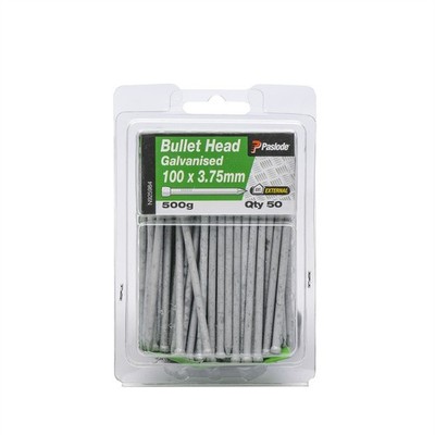 Paslode 100 x 3.75mm 500g Galvanised Bullet Head Nails - 50 pieces