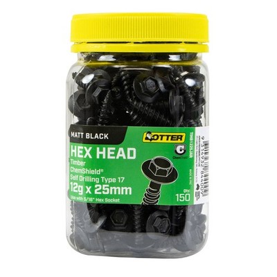Otter 12g x 25mm Timber Hex Head ChemShield Screws - 150 pieces