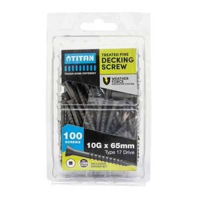 Titan 10G x 65mm Weather Force Deck Treated Pine Screw - Pack of 100