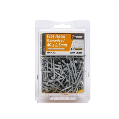 Paslode 40 x 2.5mm 500g Galvanised Flat Head Nails - 225 pieces