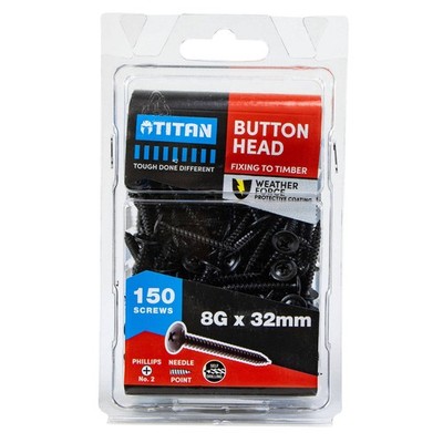 Titan 8G x 32mm Black Button Head Screws - 150 pieces