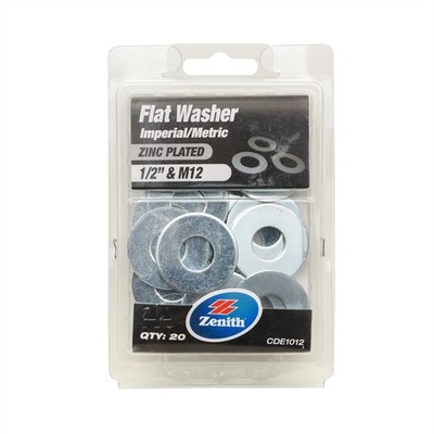 Zenith 1/2" And M12 Zinc Plated Flat Washer - 20 pieces