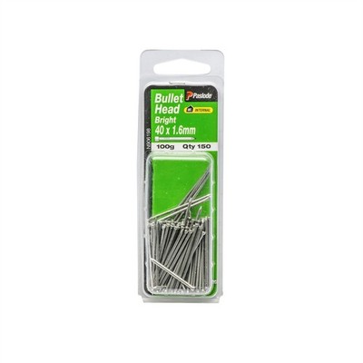 Paslode 40 x 1.6mm 100g Bright Steel Bullet Head Nails - 150 pieces