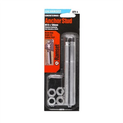 Ramset M10 x 130mm Galvanised Anchor Stud - 4 pieces