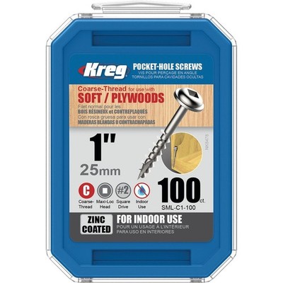 Kreg 1" 25mm Coarse Pocket Screws - 100 pieces