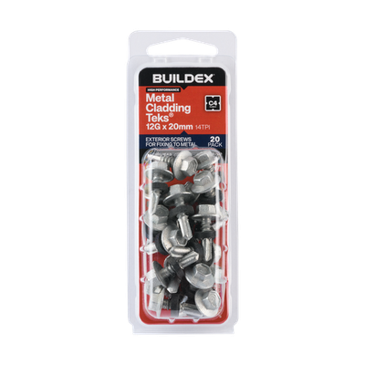 Buildex 12G x 20mm Class 4 Cladding & Fencing TEKS® Screws with Seal 2 pcs