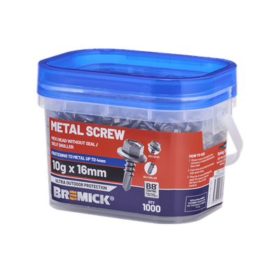 Bremick 10g x 16mm B8 Metal Hex Screw - 1000 Box