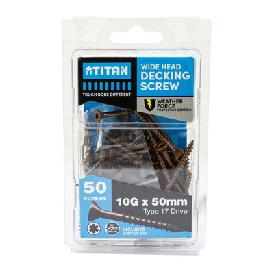 Titan 10G x 50mm Weather Force Wide Head Decking Screw - Pack of 50