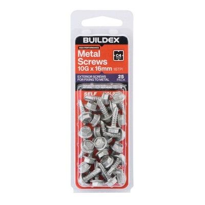 Buildex 10G x 16mm Class 4 Cladding & Fencing TEKS Screws 2 pcs
