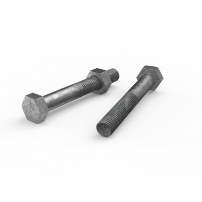 ZENITH M10 x 75mm Hot Dip Galvanised Hex Head Bolts and Nuts 5 pcs