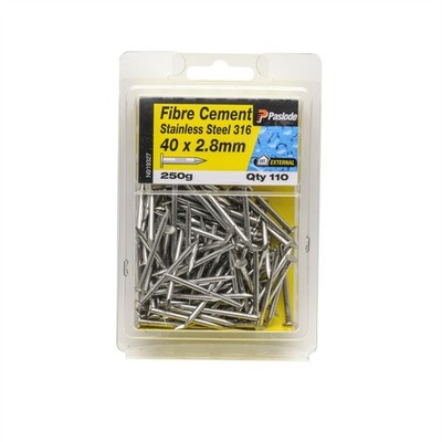 Paslode 40 x 2.8 250g Fibre Cement Stainless Steel Nails - 110 pieces