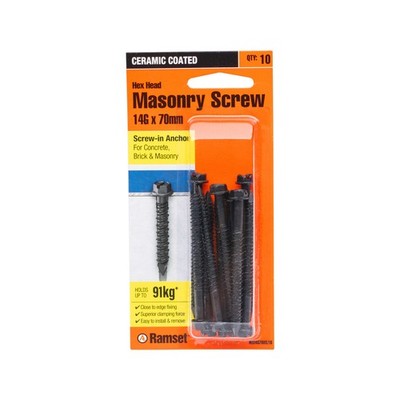 Ramset 14g x 70mm Black Ankascrew - 10 pieces