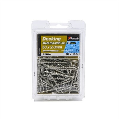Paslode 50 x 2.8mm 250g Stainless Steel Griplock Nails - 90 pieces