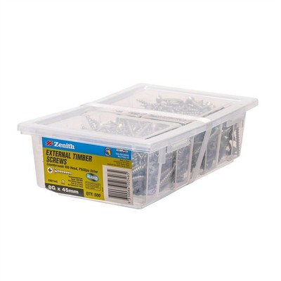 Zenith 8G x 45mm Galvanised Timber Screws - 500 Box