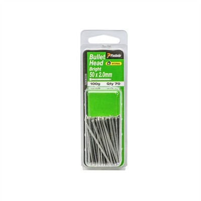 Paslode 50 x 2.0mm 100g Bright Steel Bullet Head Nails - 70 pieces