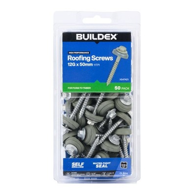 Buildex 12G x 50mm Class 3 Roofing Screws - 50 pieces