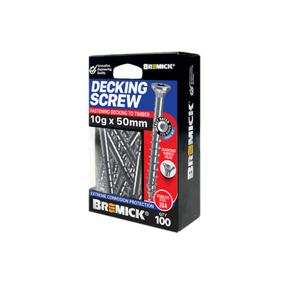Bremick Decking Screw 10g x 50mm SPIRAL RIB T25 SS304 - 100 pieces