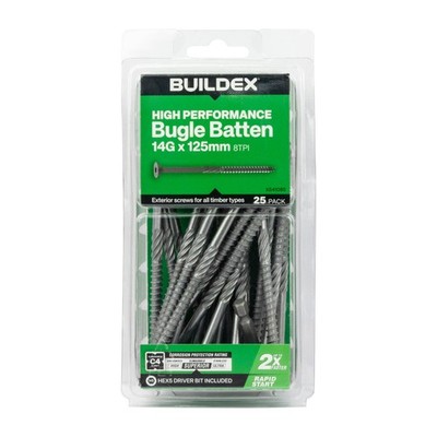 Buildex® 14G x 125mm Class 4 Bugle Batten Screws - 25 pieces