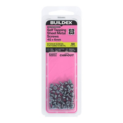 Buildex 4G x 9mm Zinc Plated Self Tapping Sheet Metal Screws 2 pcs