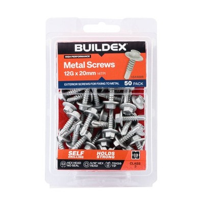 Buildex 12G x 20mm Class 3 Cladding & Fencing TEKS Screws - 50 pieces