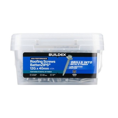 Buildex 12G x 40mm Class 3 BattenZIPS - 1000 pieces