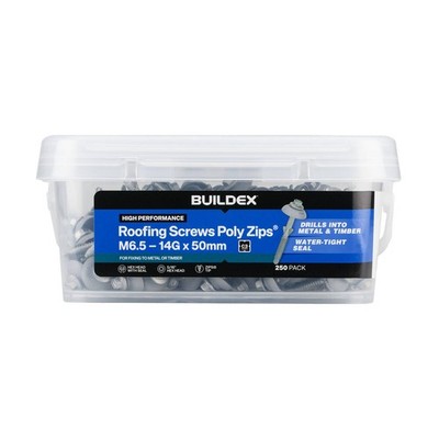 Buildex M6.5 - 14G x 50mm Class 3 PolyZIPS With Seal - 250 pieces