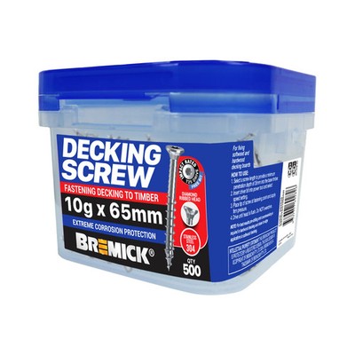 Bremick Decking Screw 10g x 65mm SPIRAL RIB T25 SS304 - 500 pieces