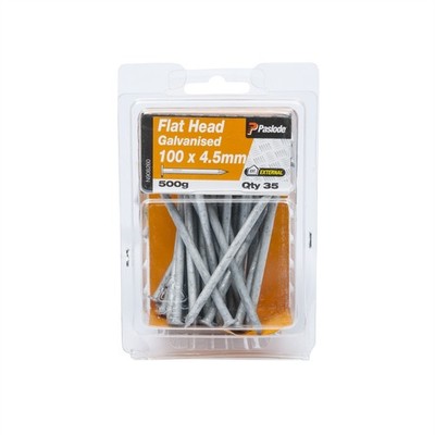 Paslode 100 x 4.5mm 500g Galvanised Flat Head Nails - 35 pieces