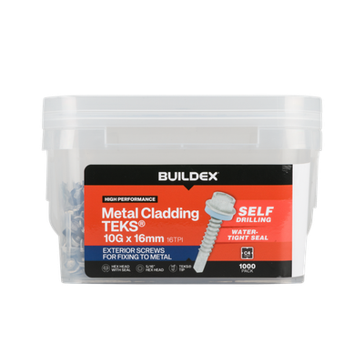 Buildex 10G x 16mm Class 4 Cladding & Fencing TEKS® Screws with - 1000 pieces