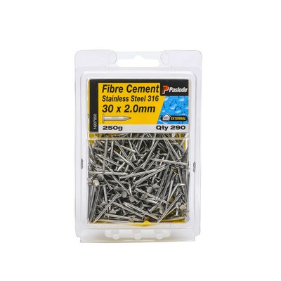 Paslode 30 x 2.0mm 250g Stainless Steel Fibre Cement Nails - 290 pieces