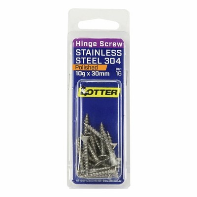 Otter 10 x 30mm Polished Stainless Steel 304 Hinge Screws 2 pcs